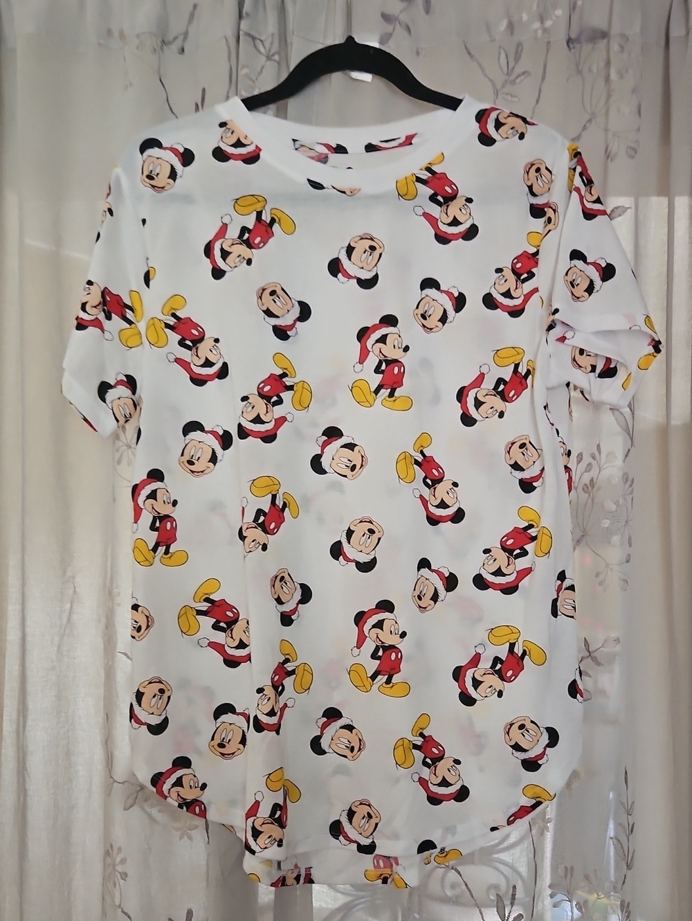 Disney White Short Sleeve Tee with Red, Yellow and Black Mickey Pattern